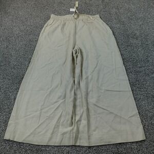 NEW Max Studio Pants Womens XL Beige Linen Cropped Wide Leg Chino Trouser Casual